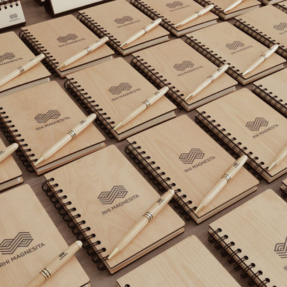 Maple Wooden Pen and Notebook Set - Custom Logo Engraved Personalized Corporate Gift