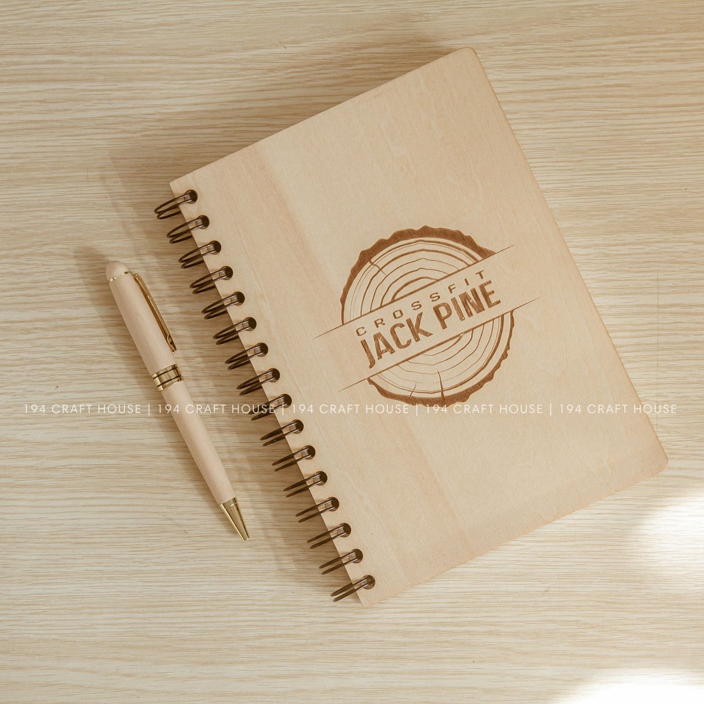 Maple Wooden Pen and Notebook Set - Custom Logo Engraved Personalized Corporate Gift
