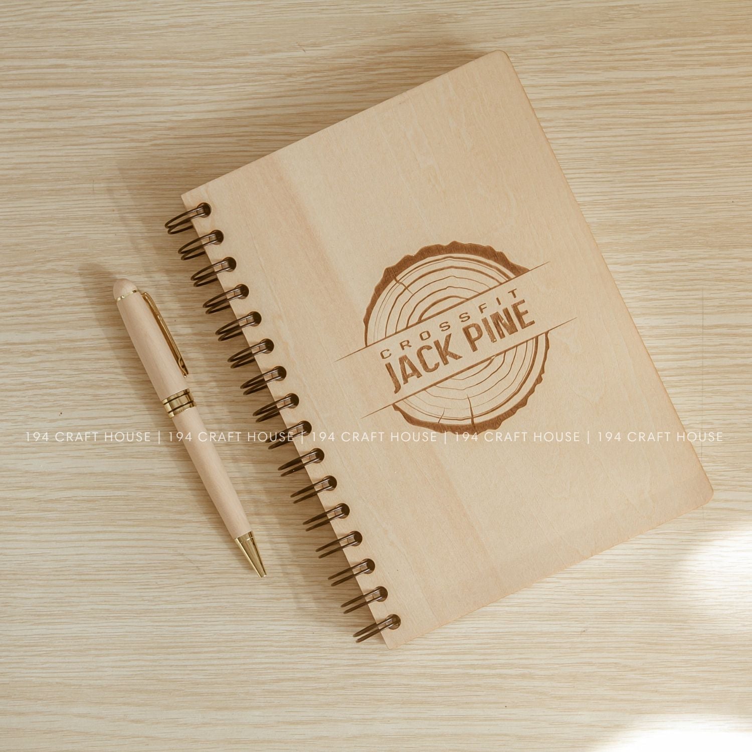 Maple Wooden Pen and Notebook Set - Custom Logo Engraved Personalized Corporate Gift
