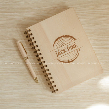 Maple Wooden Pen and Notebook Set - Custom Logo Engraved Personalized Corporate Gift
