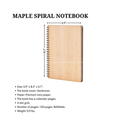 Custom Maple Wooden Spiral Notebook A5: Personalized Office Gifts for Professional & Corporate Gifts