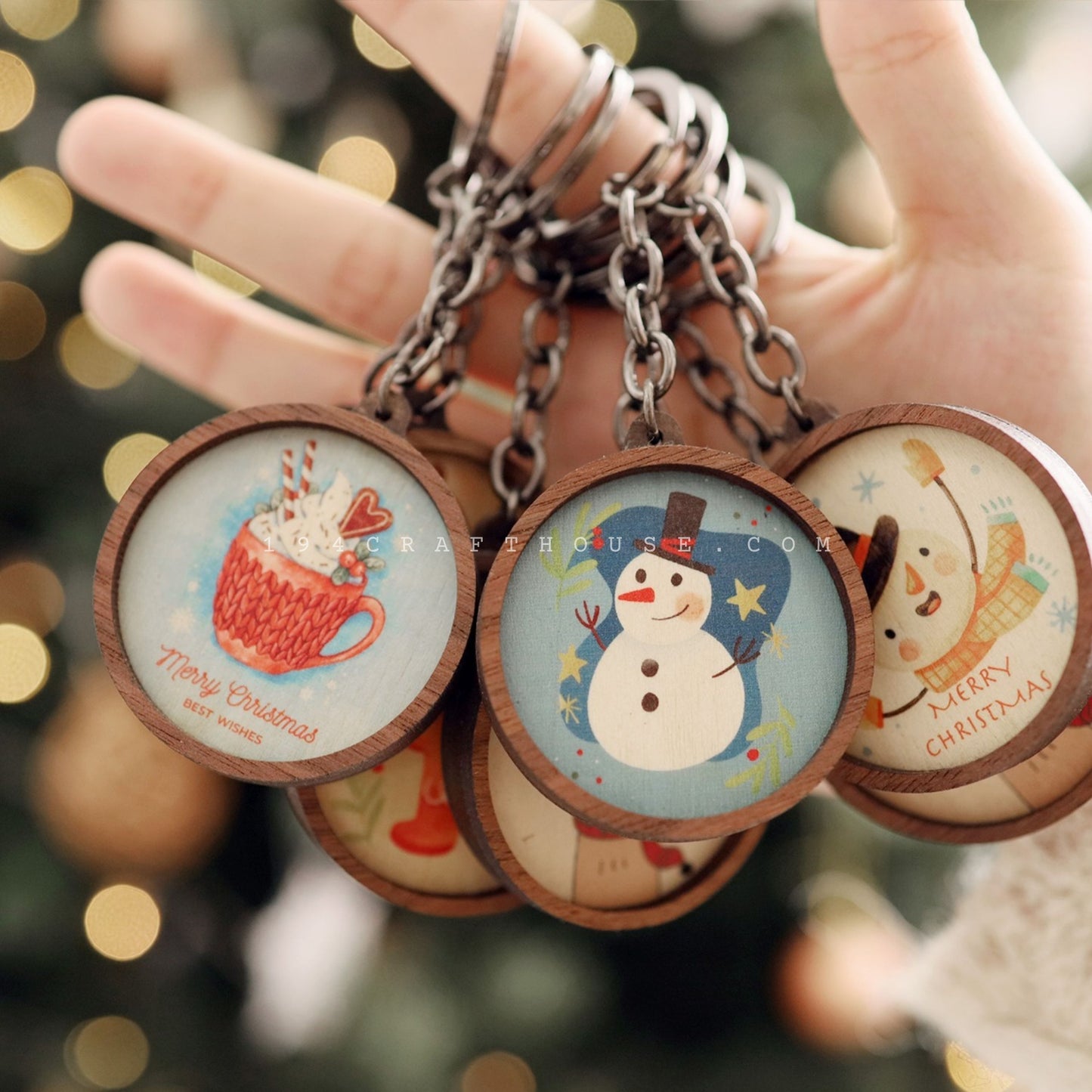 Custom Round Wooden Keychain: Personalized Engraved Logo, Name, Message, 3D layer shape. Personalized gift for wedding favors, bridal shower favors, birthday gifts, or bulk gift for corporate gift for employee, clients, branding, marketing, event gifts, promotional gifts