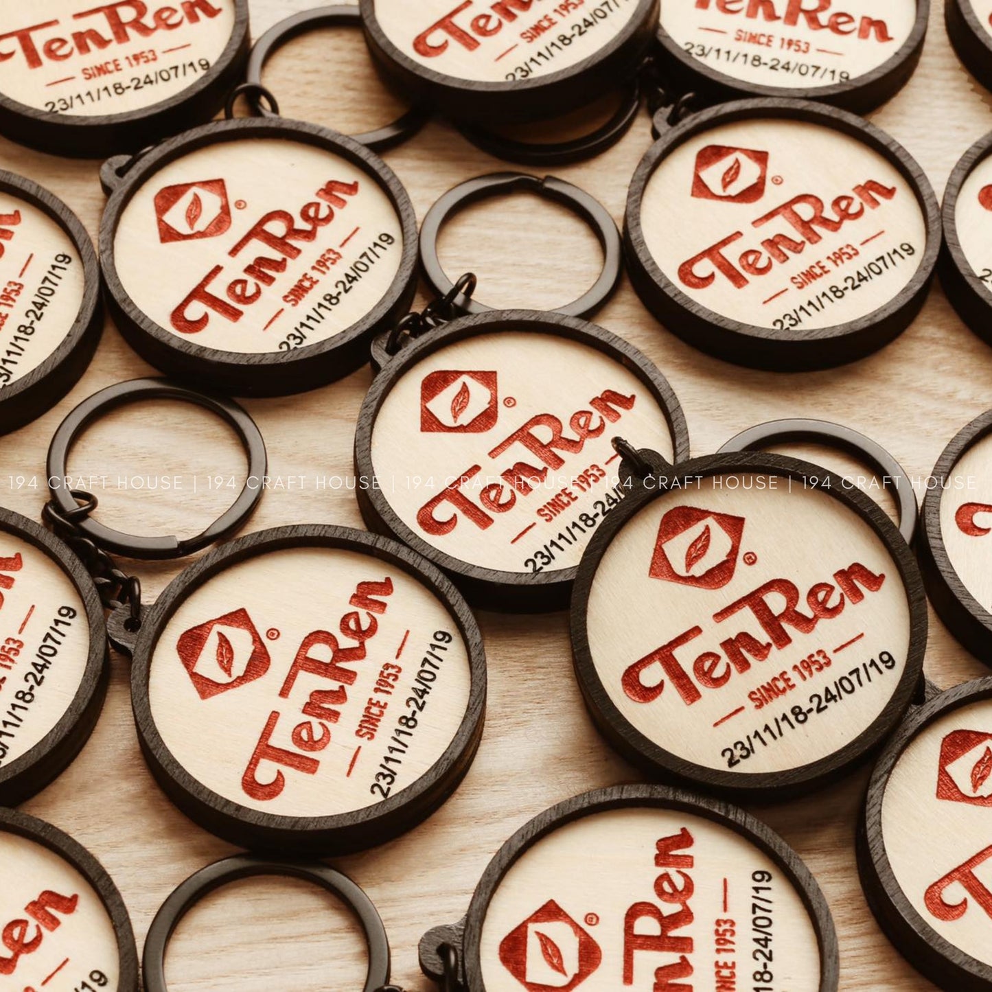Custom Round Wooden Keychain: Personalized Engraved Logo, Name, Message, 3D layer shape. Personalized gift for wedding favors, bridal shower favors, birthday gifts, or bulk gift for corporate gift for employee, clients, branding, marketing, event gifts, promotional gifts