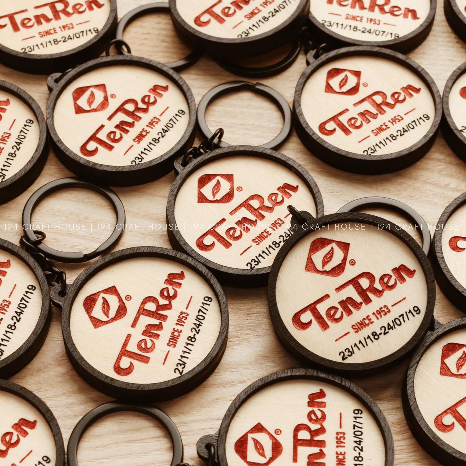 Custom Round Wooden Keychain: Personalized Engraved Logo, Name, Message, 3D layer shape. Personalized gift for wedding favors, bridal shower favors, birthday gifts, or bulk gift for corporate gift for employee, clients, branding, marketing, event gifts, promotional gifts