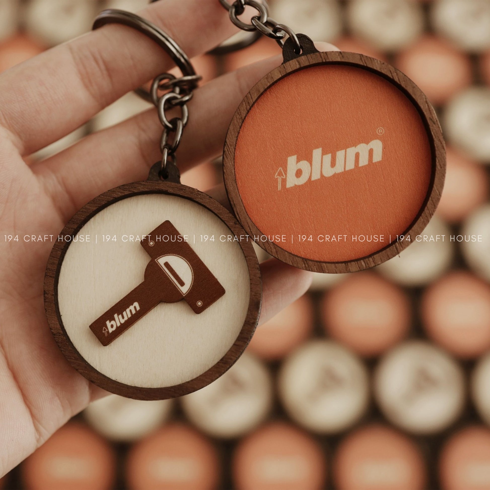 Custom Round Wooden Keychain: Personalized Engraved Logo, Name, Message, 3D layer shape. Personalized gift for wedding favors, bridal shower favors, birthday gifts, or bulk gift for corporate gift for employee, clients, branding, marketing, event gifts, promotional gifts
