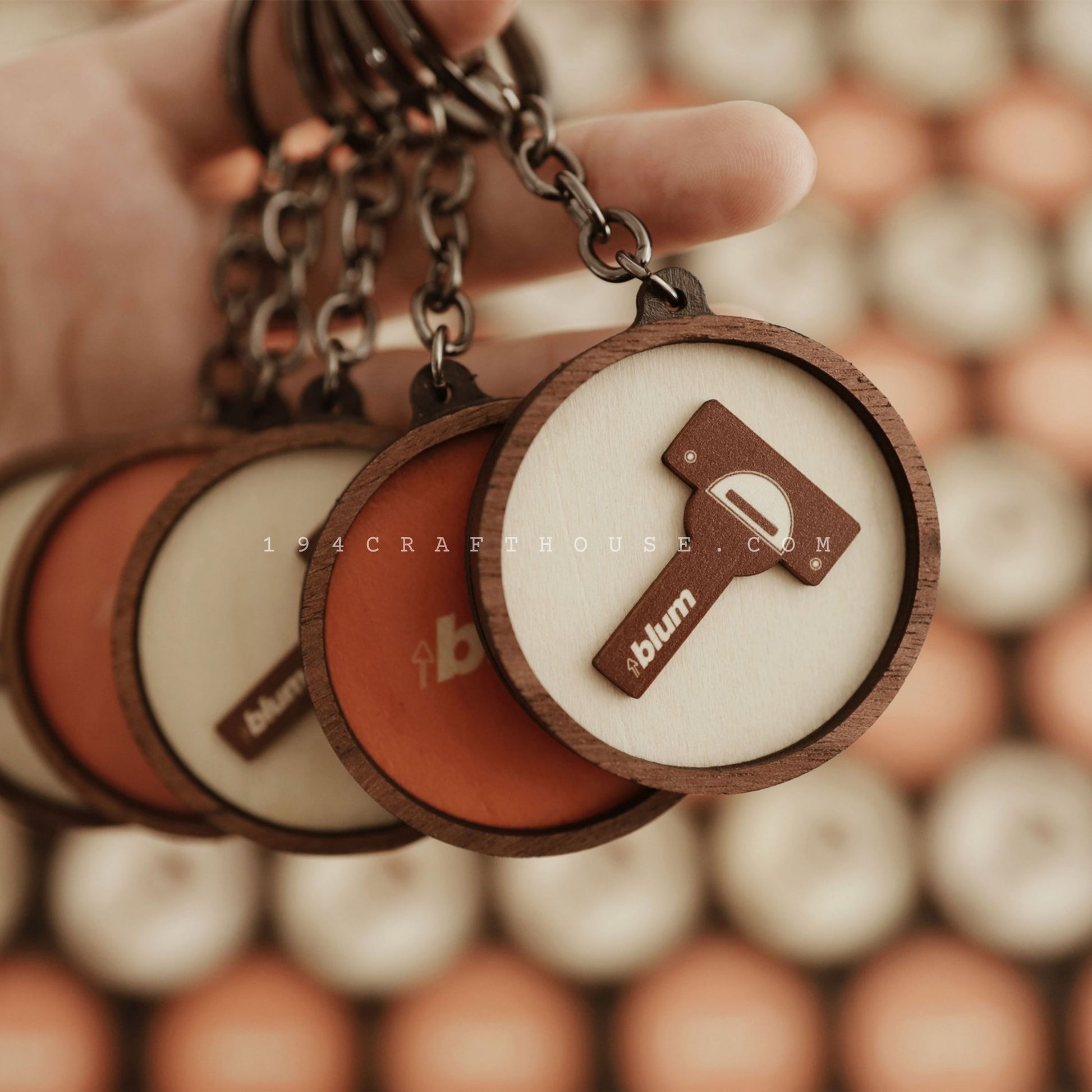 Custom Round Wooden Keychain: Personalized Engraved Logo, Name, Message, 3D layer shape. Personalized gift for wedding favors, bridal shower favors, birthday gifts, or bulk gift for corporate gift for employee, clients, branding, marketing, event gifts, promotional gifts