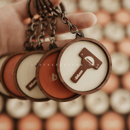 Custom Round Wooden Keychain: Personalized Engraved Logo, Name, Message, 3D layer shape. Personalized gift for wedding favors, bridal shower favors, birthday gifts, or bulk gift for corporate gift for employee, clients, branding, marketing, event gifts, promotional gifts