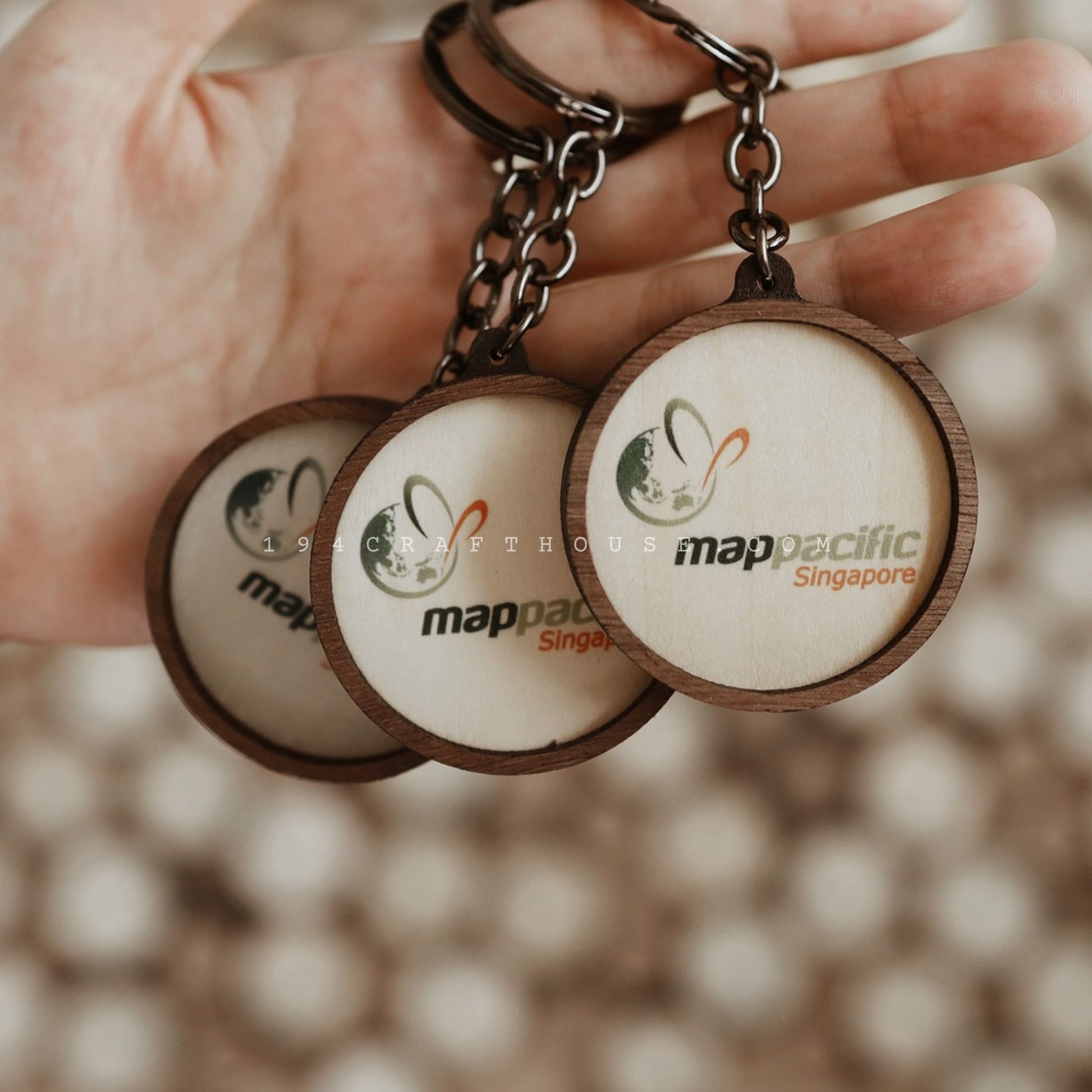 Custom Round Wooden Keychain: Personalized Engraved Logo, Name, Message, 3D layer shape. Personalized gift for wedding favors, bridal shower favors, birthday gifts, or bulk gift for corporate gift for employee, clients, branding, marketing, event gifts, promotional gifts