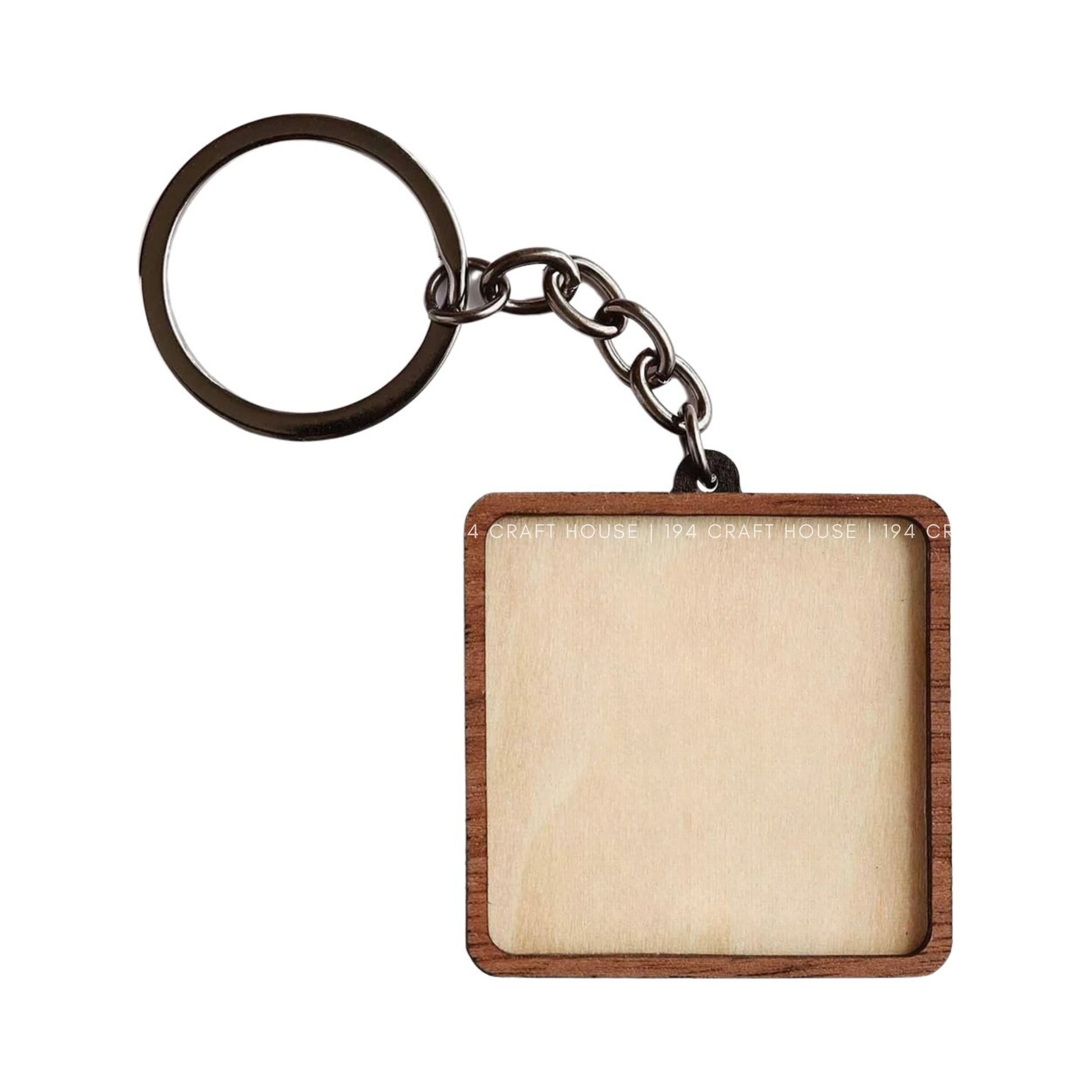 Custom Square Wooden Keychain: Personalized Engraved Logo, Name, Message, 3D layer shape. Personalized gift for wedding favors, bridal shower favors, birthday gifts, or bulk gift for corporate gift for employee, clients, branding, marketing, event gifts, promotional gifts