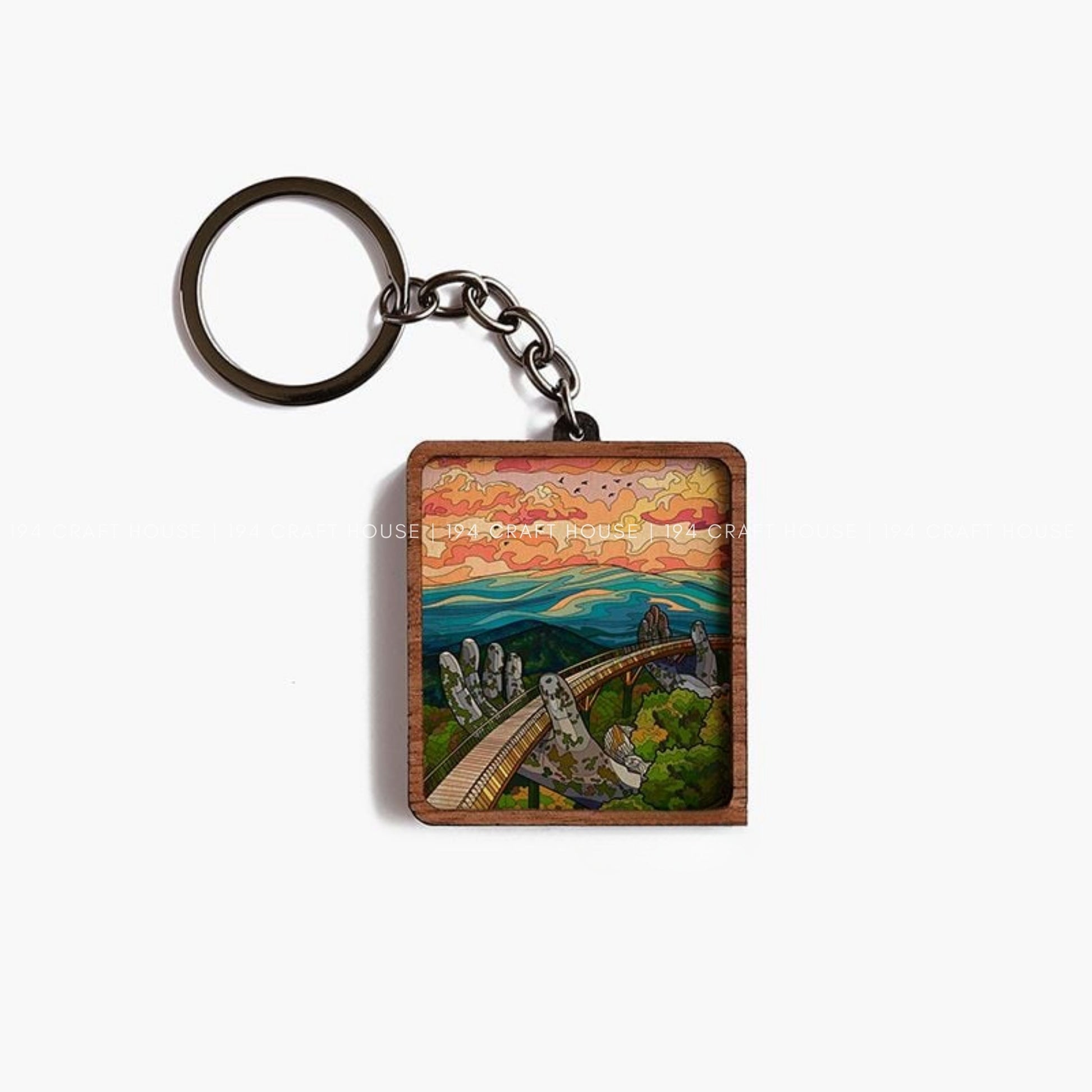 Custom Square Wooden Keychain: Personalized Engraved Logo, Name, Message, 3D layer shape. Personalized gift for wedding favors, bridal shower favors, birthday gifts, or bulk gift for corporate gift for employee, clients, branding, marketing, event gifts, promotional gifts