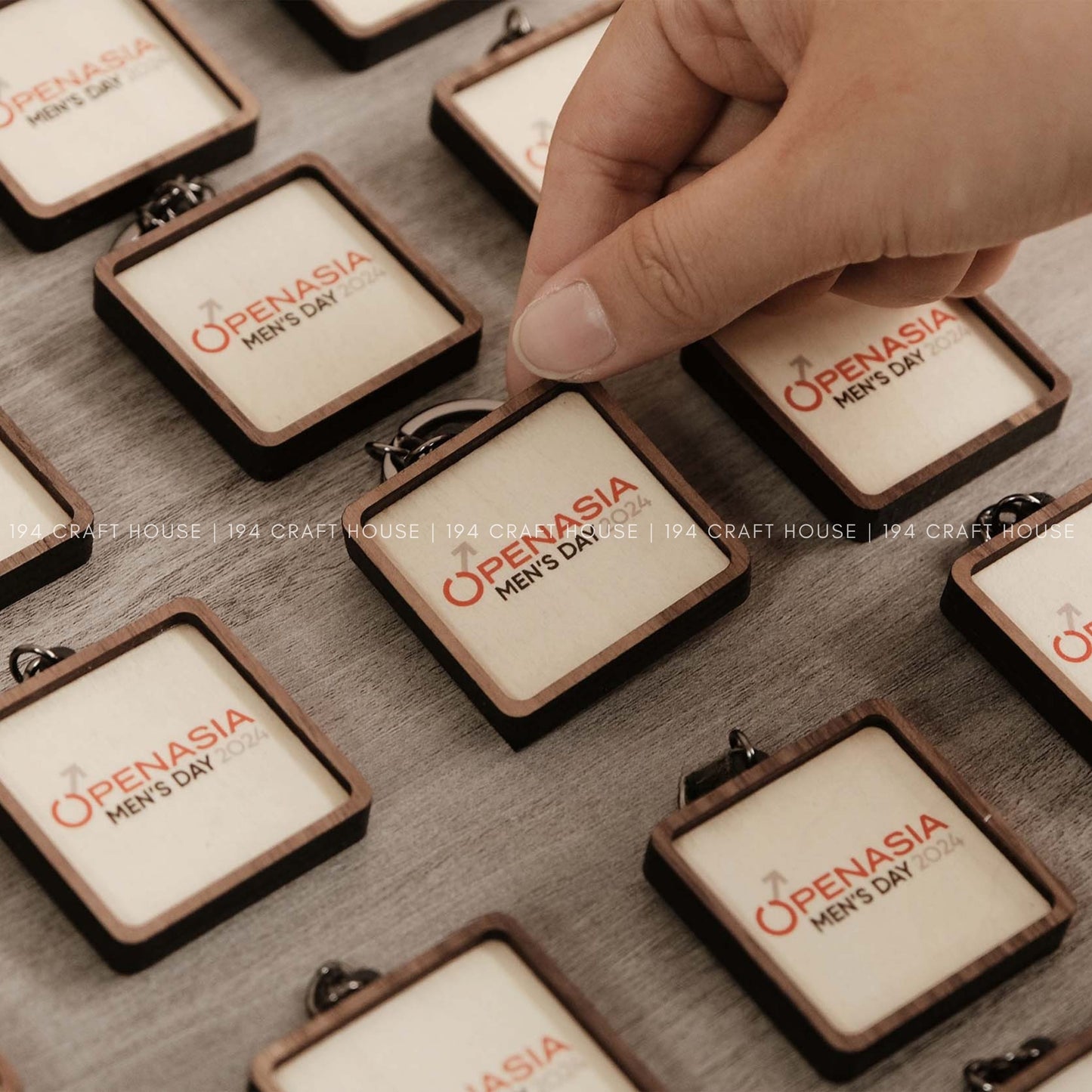 Custom Square Wooden Keychain: Personalized Engraved Logo, Name, Message, 3D layer shape. Personalized gift for wedding favors, bridal shower favors, birthday gifts, or bulk gift for corporate gift for employee, clients, branding, marketing, event gifts, promotional gifts