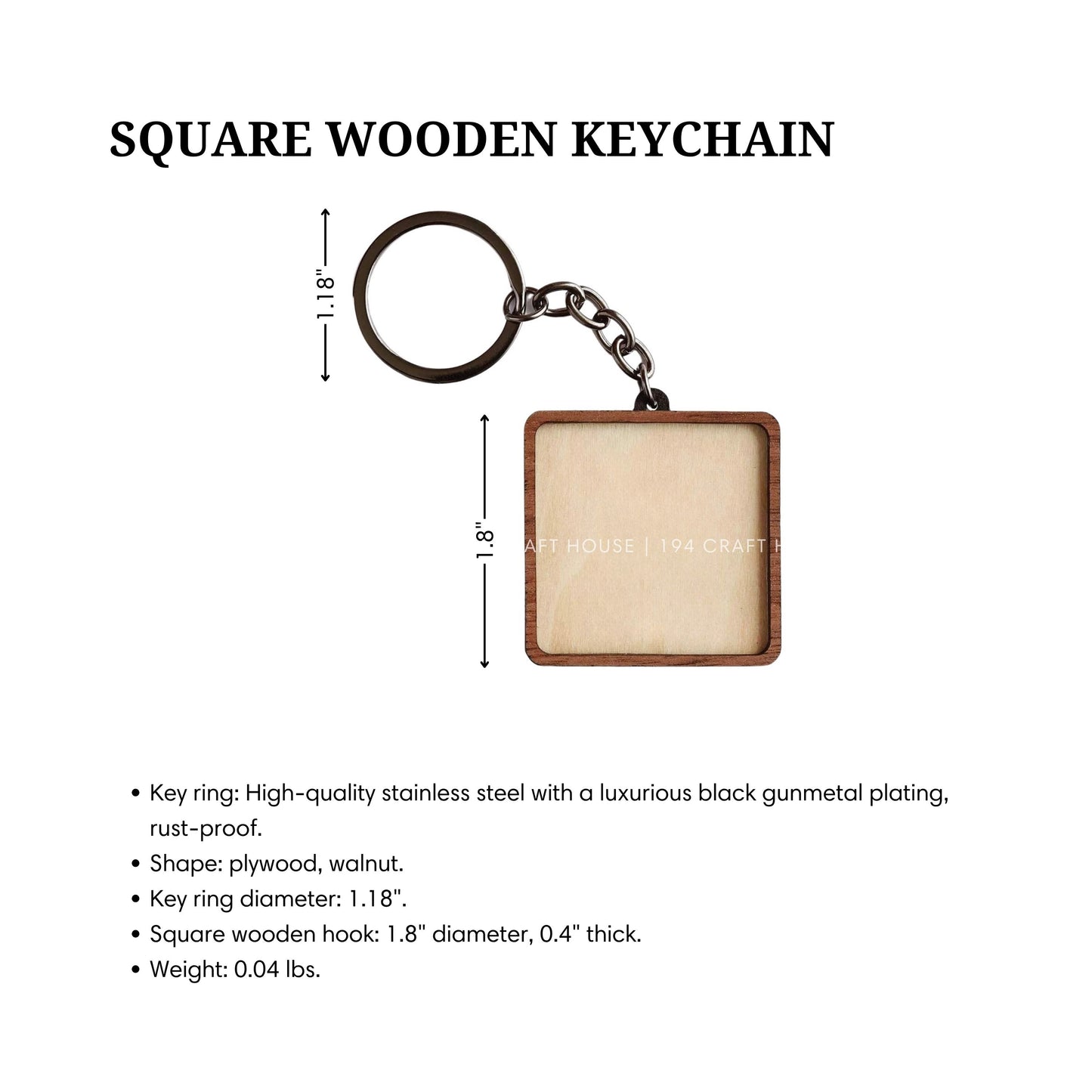 Custom Square Wooden Keychain: Personalized Engraved Logo, Name, Message, 3D layer shape. Personalized gift for wedding favors, bridal shower favors, birthday gifts, or bulk gift for corporate gift for employee, clients, branding, marketing, event gifts, promotional gifts
