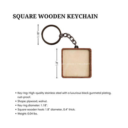 Custom Square Wooden Keychain: Personalized Engraved Logo, Name, Message, 3D layer shape. Personalized gift for wedding favors, bridal shower favors, birthday gifts, or bulk gift for corporate gift for employee, clients, branding, marketing, event gifts, promotional gifts