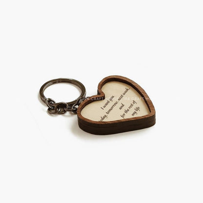 Heart Wooden Keychain: Personalized Gift for birthday, wedding gifts, Her, Him, Mother's Day gift for Mom, Father's Day gift for Dad, Custom Corporate Gifts