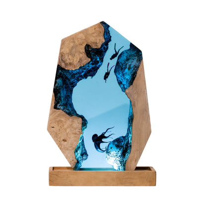 Octopus and Scuba Diver Ocean Resin Night Light: Resin Lamp Streamer & Playroom Decor, Personalized Gift