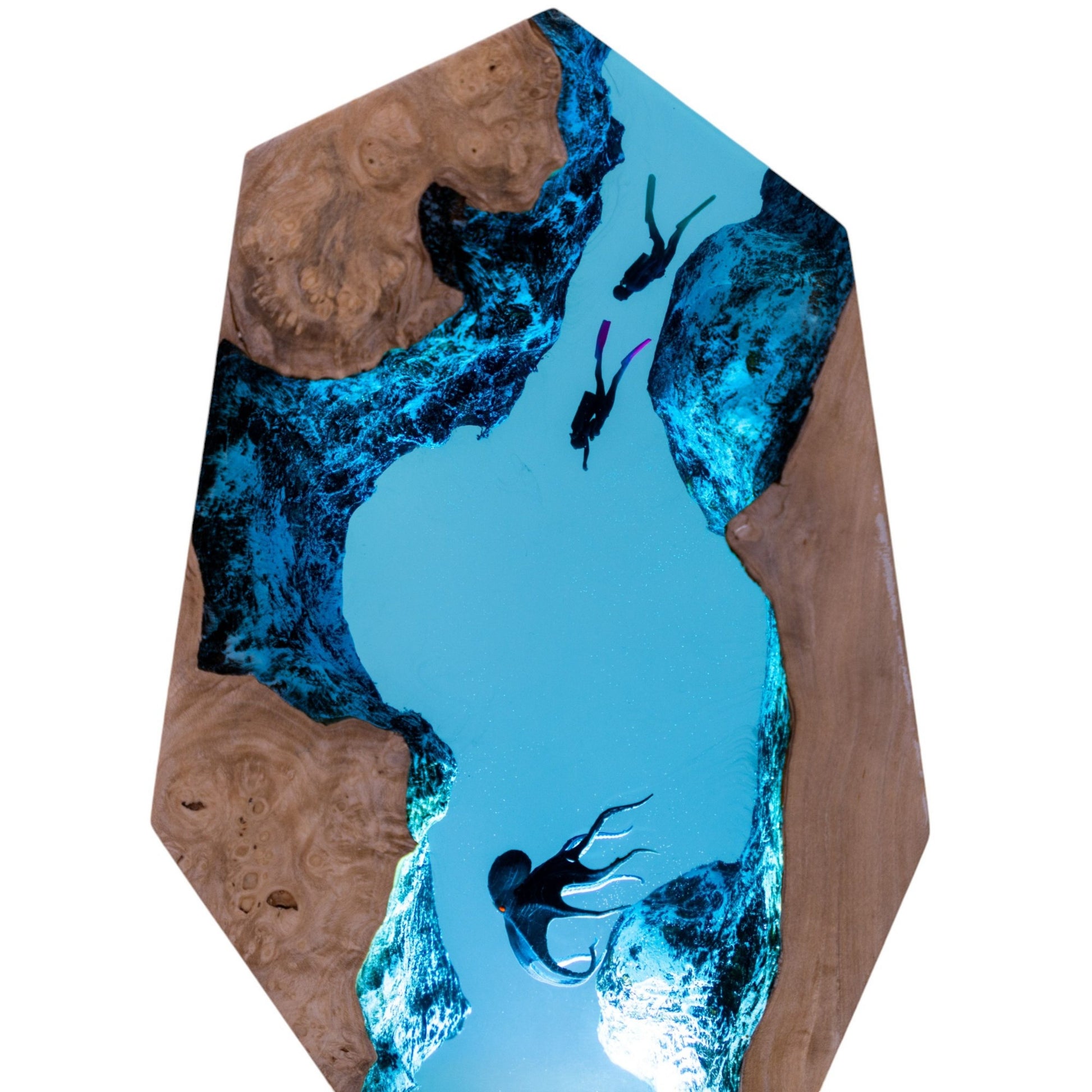 Octopus and Scuba Diver Ocean Resin Night Light: Resin Lamp Streamer & Playroom Decor, Personalized Gift