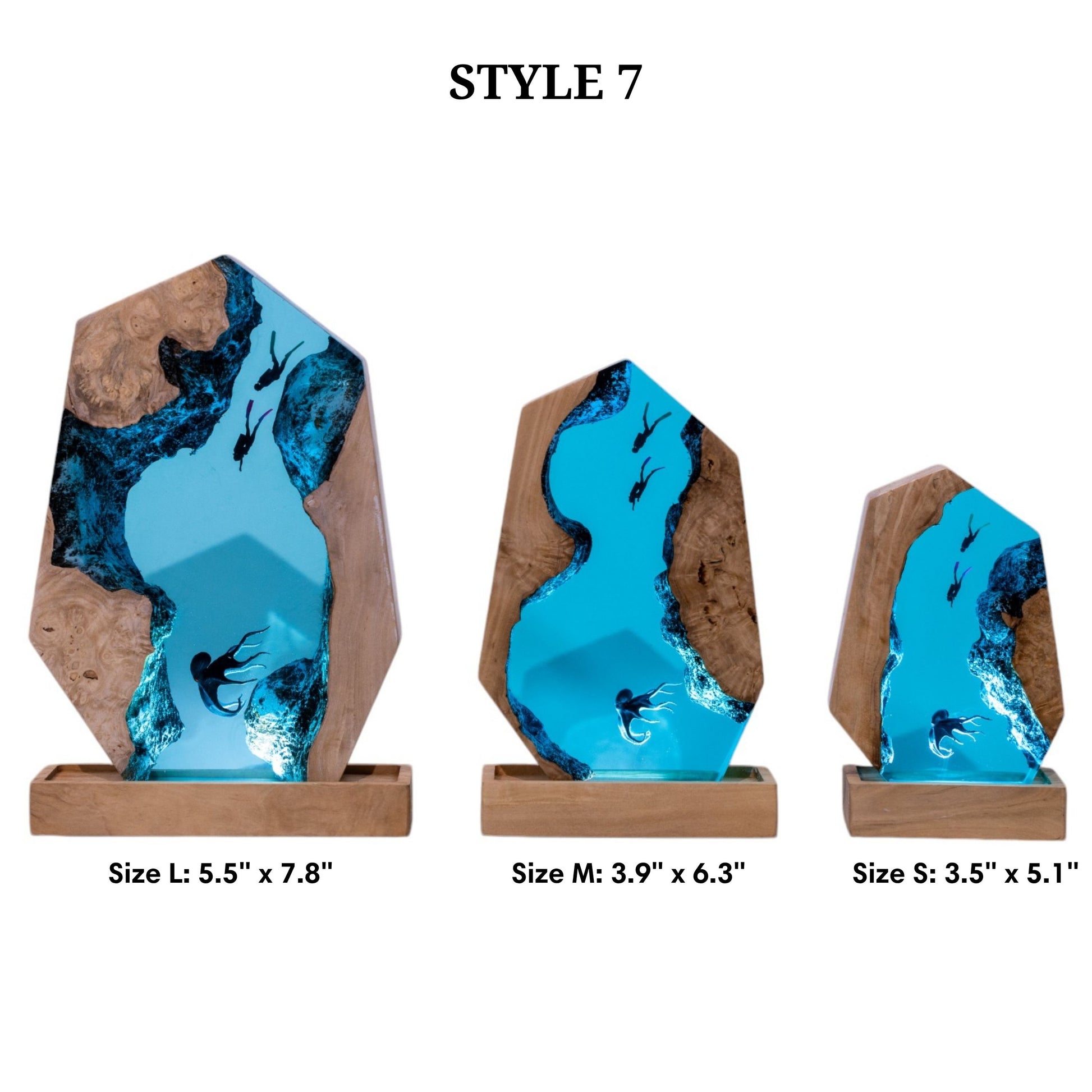 Octopus and Scuba Diver Ocean Resin Night Light: Resin Lamp Streamer & Playroom Decor, Personalized Gift