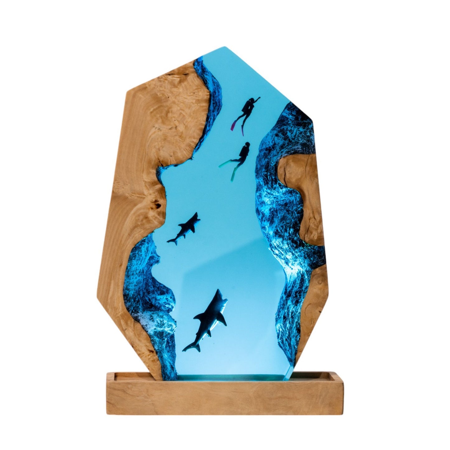 Shark Ocean Resin Night Light: Resin Lamp Streamer & Playroom Decor, Personalized Gift