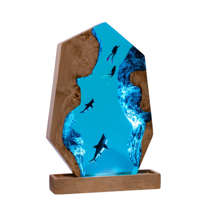 Shark Ocean Resin Night Light: Resin Lamp Streamer & Playroom Decor, Personalized Gift