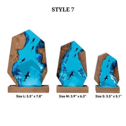 Shark Ocean Resin Night Light: Resin Lamp Streamer & Playroom Decor, Personalized Gift