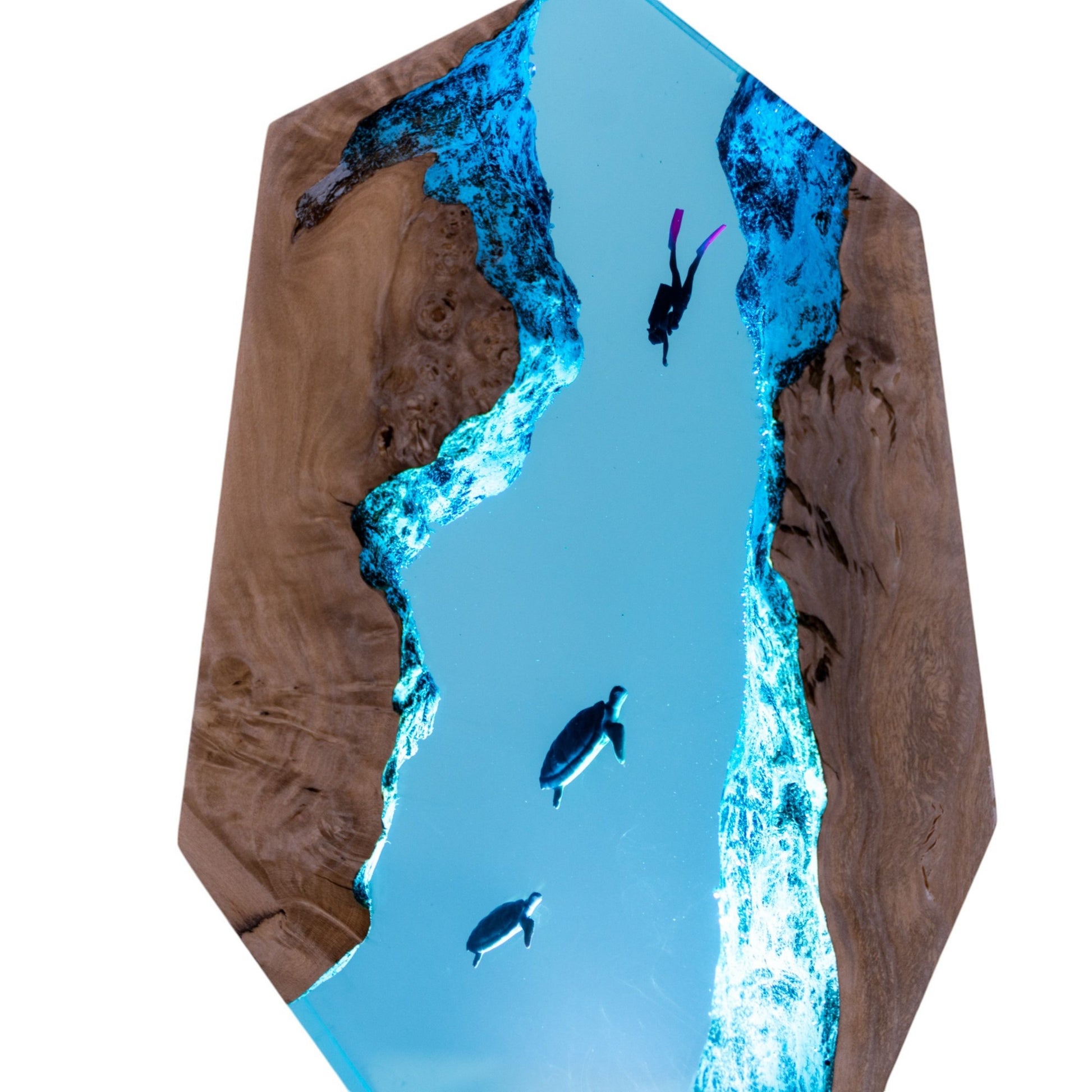 Turtle and Scuba Diver Ocean Resin Night Light: Resin Lamp Streamer & Playroom Decor, Personalized Gift