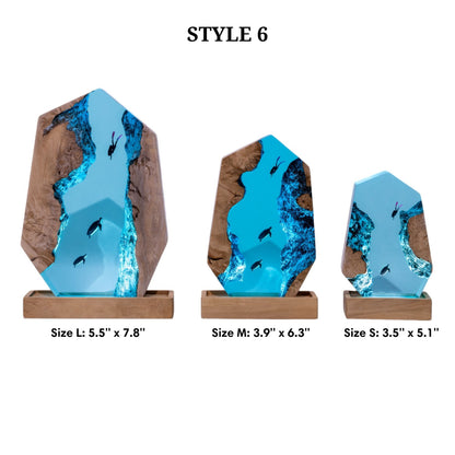 Turtle and Scuba Diver Ocean Resin Night Light: Resin Lamp Streamer & Playroom Decor, Personalized Gift