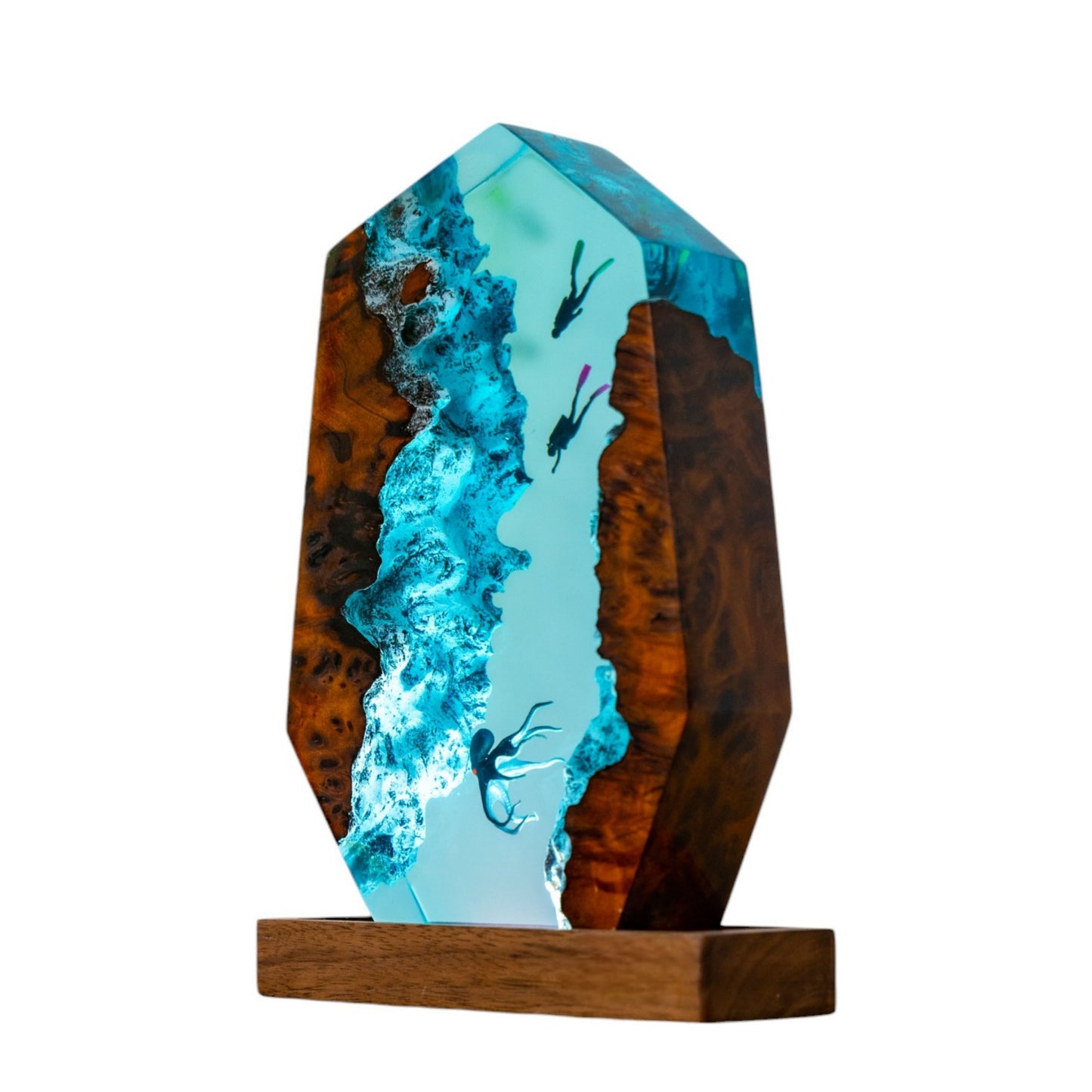 Octopus and Scuba Diver Ocean Resin Night Light: Resin Lamp Streamer & Playroom Decor, Personalized Gift