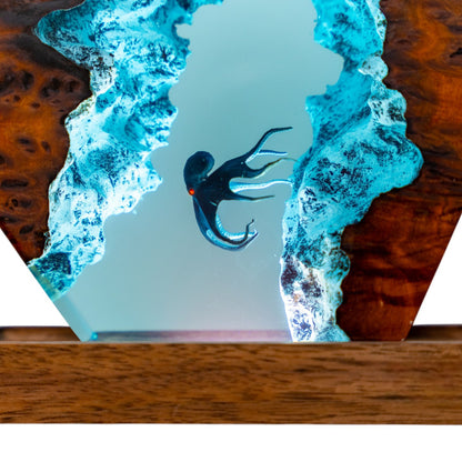 Octopus and Scuba Diver Ocean Resin Night Light: Resin Lamp Streamer & Playroom Decor, Personalized Gift