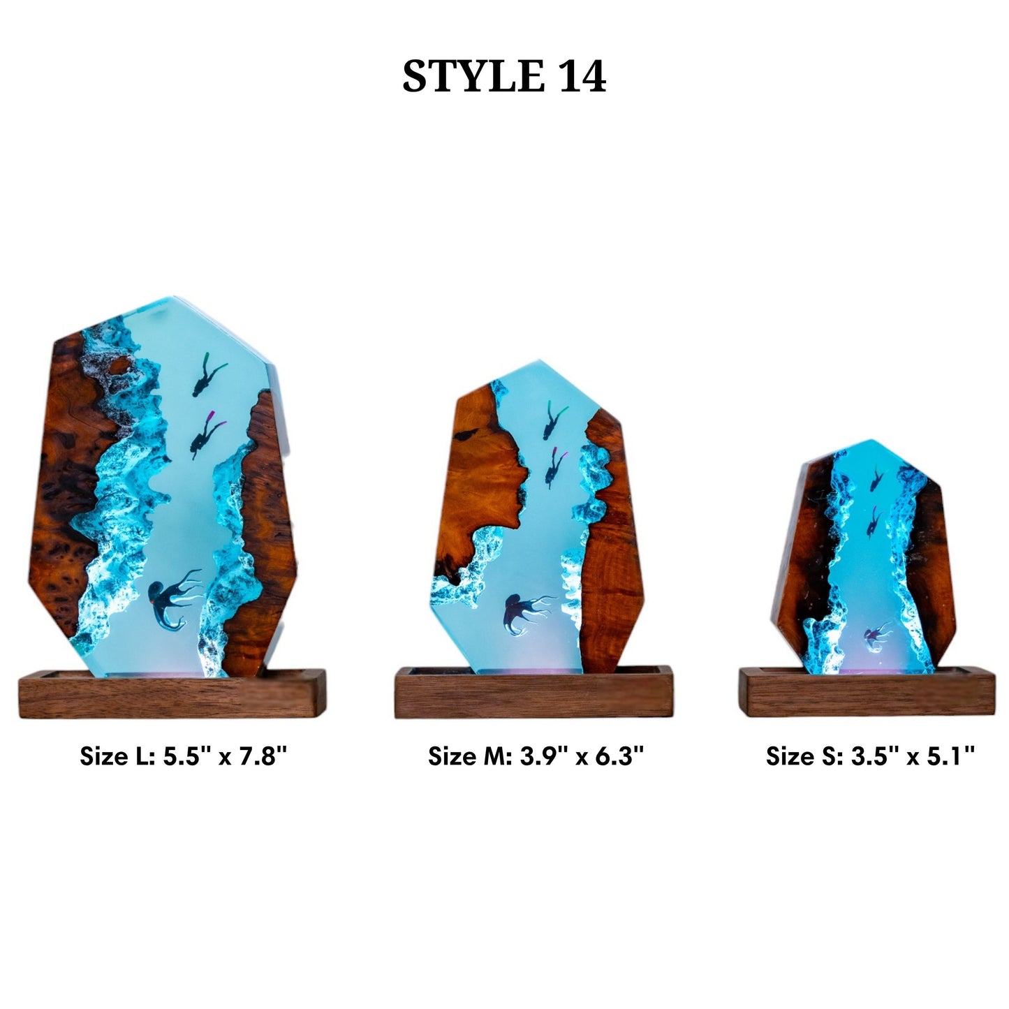 Octopus and Scuba Diver Ocean Resin Night Light: Resin Lamp Streamer & Playroom Decor, Personalized Gift