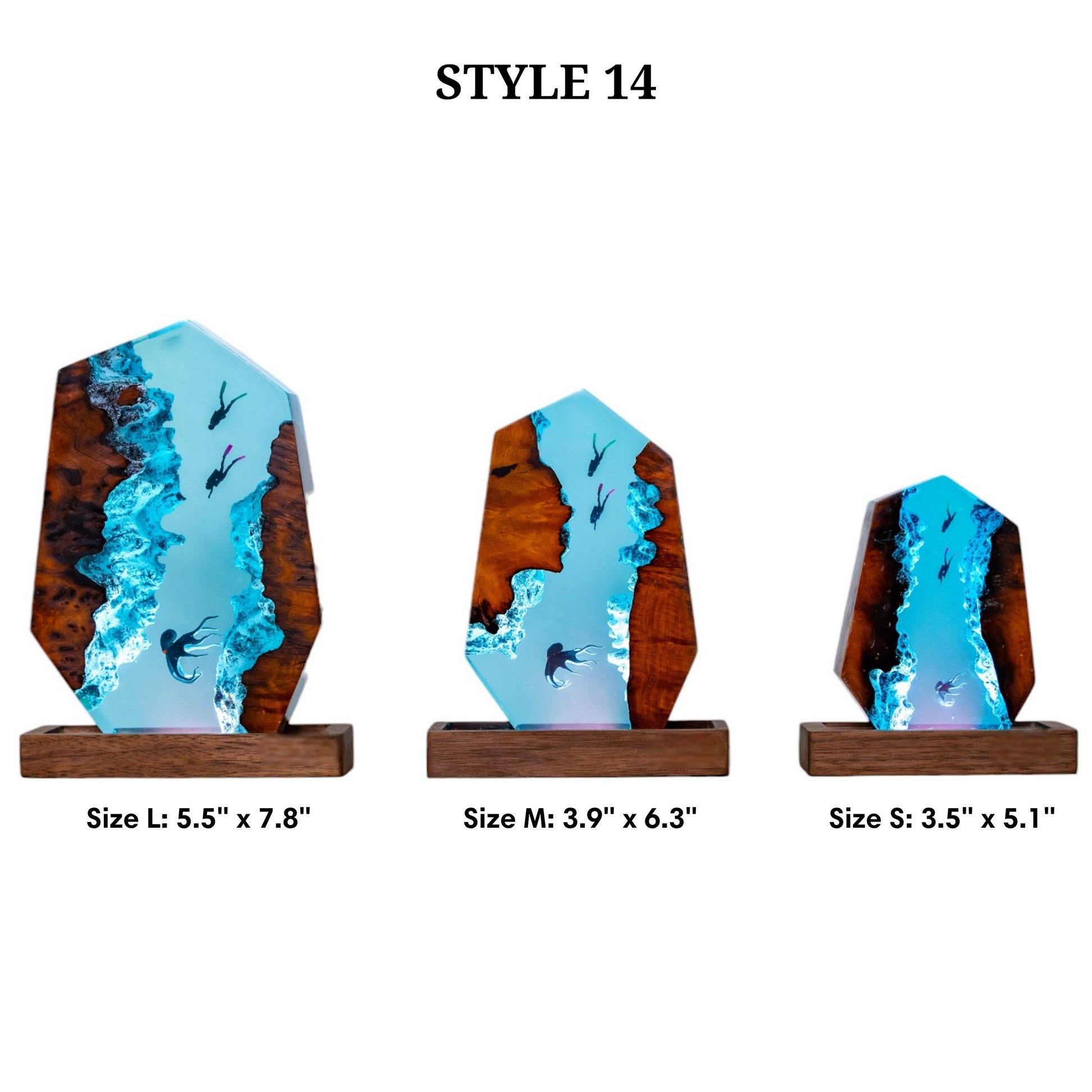 Octopus and Scuba Diver Ocean Resin Night Light: Resin Lamp Streamer & Playroom Decor, Personalized Gift