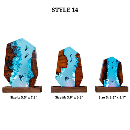 Octopus and Scuba Diver Ocean Resin Night Light: Resin Lamp Streamer & Playroom Decor, Personalized Gift