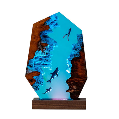 Shark Ocean Resin Night Light: Resin Lamp Streamer & Playroom Decor, Personalized Gift