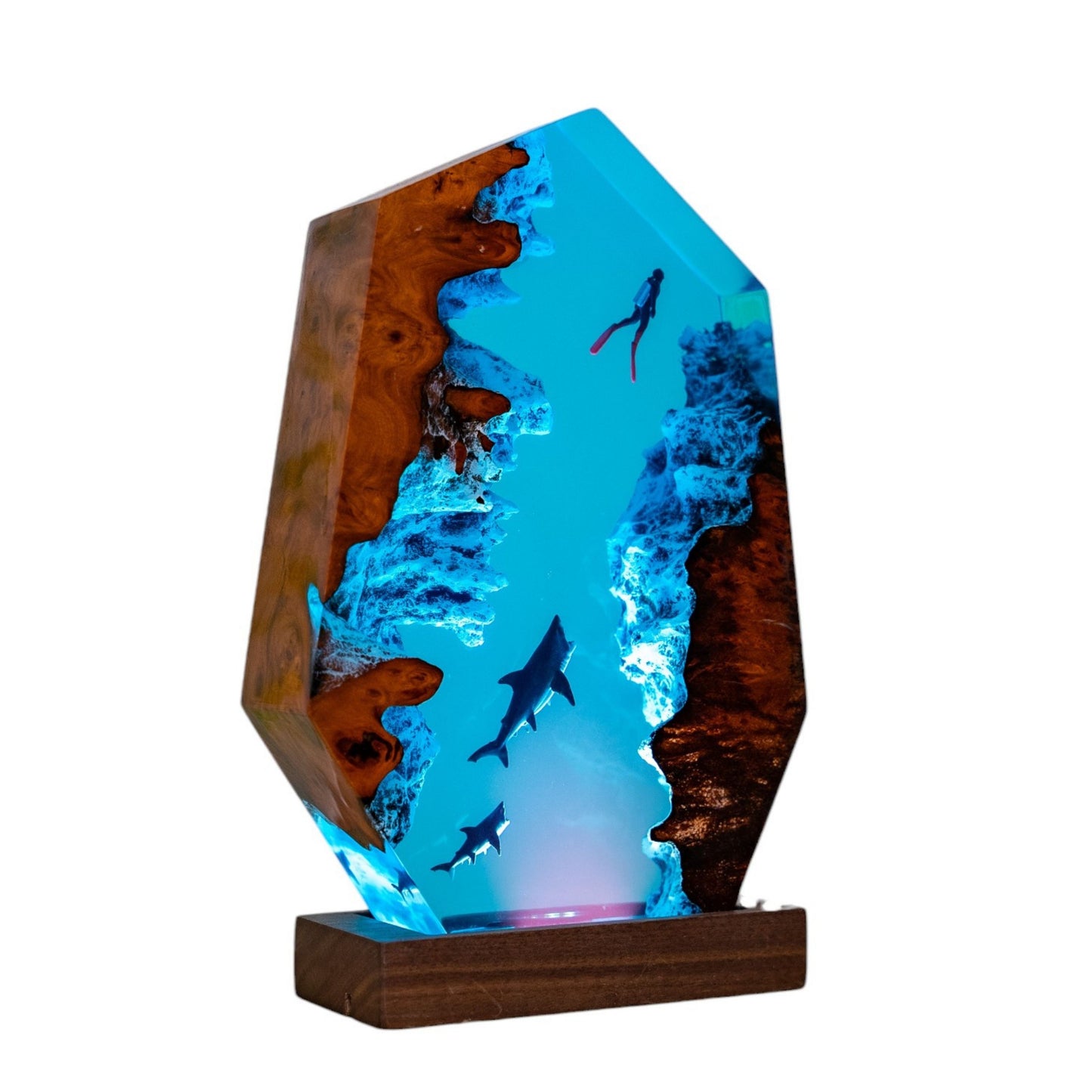 Shark Ocean Resin Night Light: Resin Lamp Streamer & Playroom Decor, Personalized Gift