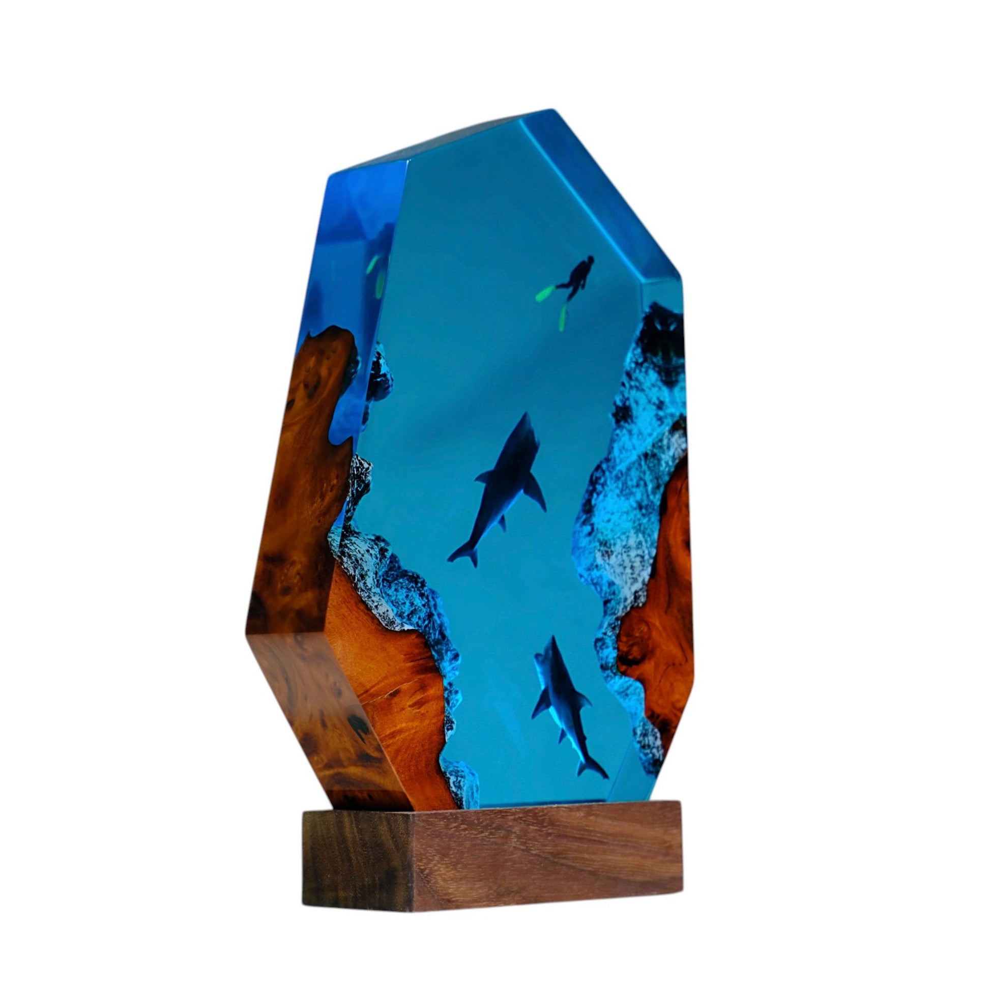 Shark Ocean Resin Night Light: Resin Lamp Streamer & Playroom Decor, Personalized Gift