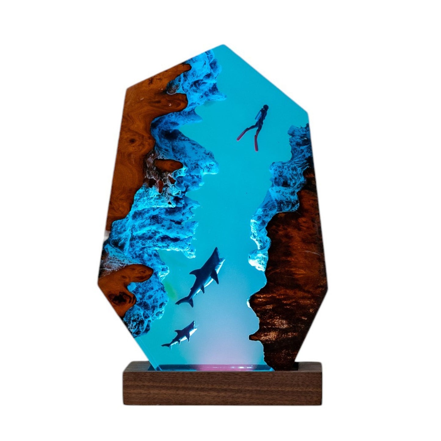 Shark Ocean Resin Night Light: Resin Lamp Streamer & Playroom Decor, Personalized Gift