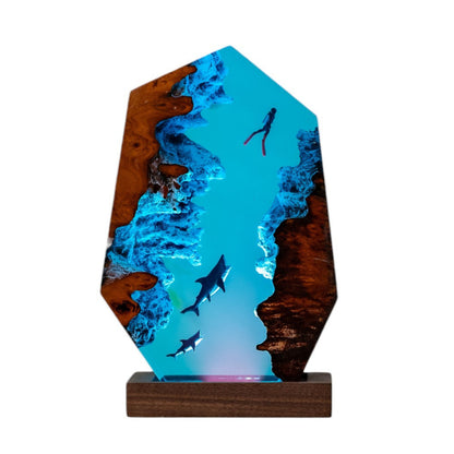 Shark Ocean Resin Night Light: Resin Lamp Streamer & Playroom Decor, Personalized Gift