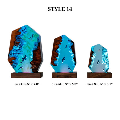 Shark Ocean Resin Night Light: Resin Lamp Streamer & Playroom Decor, Personalized Gift