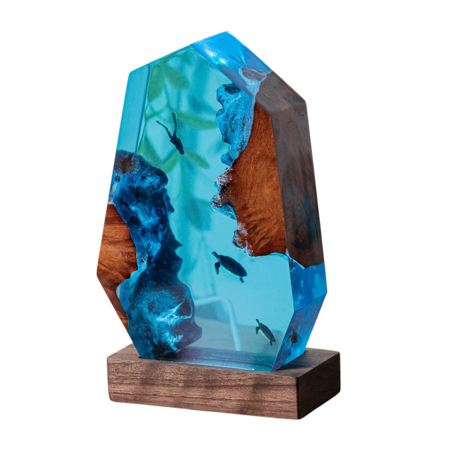 Turtle and Scuba Diver Ocean Resin Night Light: Resin Lamp Streamer & Playroom Decor, Personalized Gift