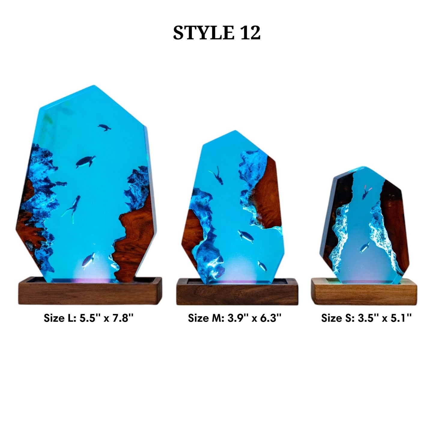 Turtle and Scuba Diver Ocean Resin Night Light: Resin Lamp Streamer & Playroom Decor, Personalized Gift