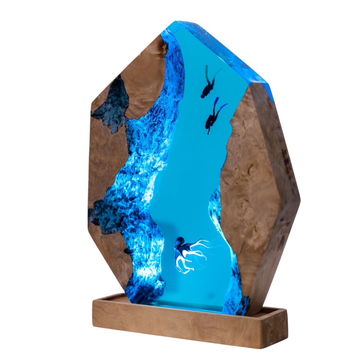 Octopus and Scuba Diver Ocean Resin Night Light: Resin Lamp Streamer & Playroom Decor, Personalized Gift