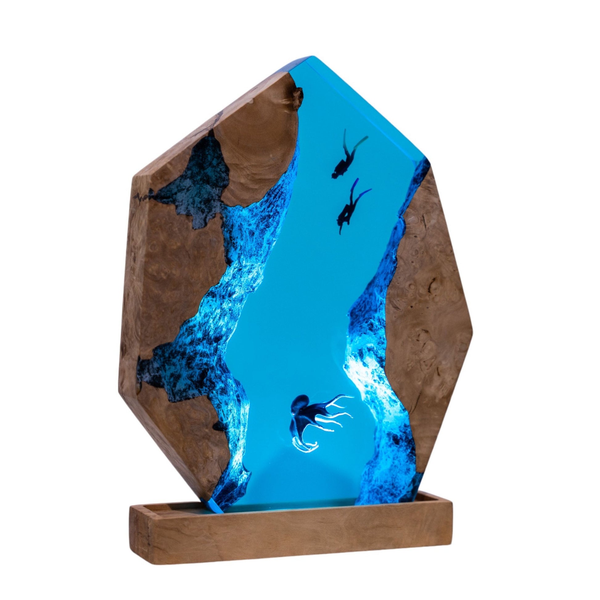 Octopus and Scuba Diver Ocean Resin Night Light: Resin Lamp Streamer & Playroom Decor, Personalized Gift