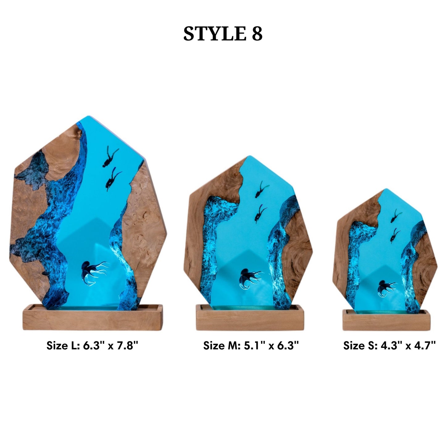 Octopus and Scuba Diver Ocean Resin Night Light: Resin Lamp Streamer & Playroom Decor, Personalized Gift