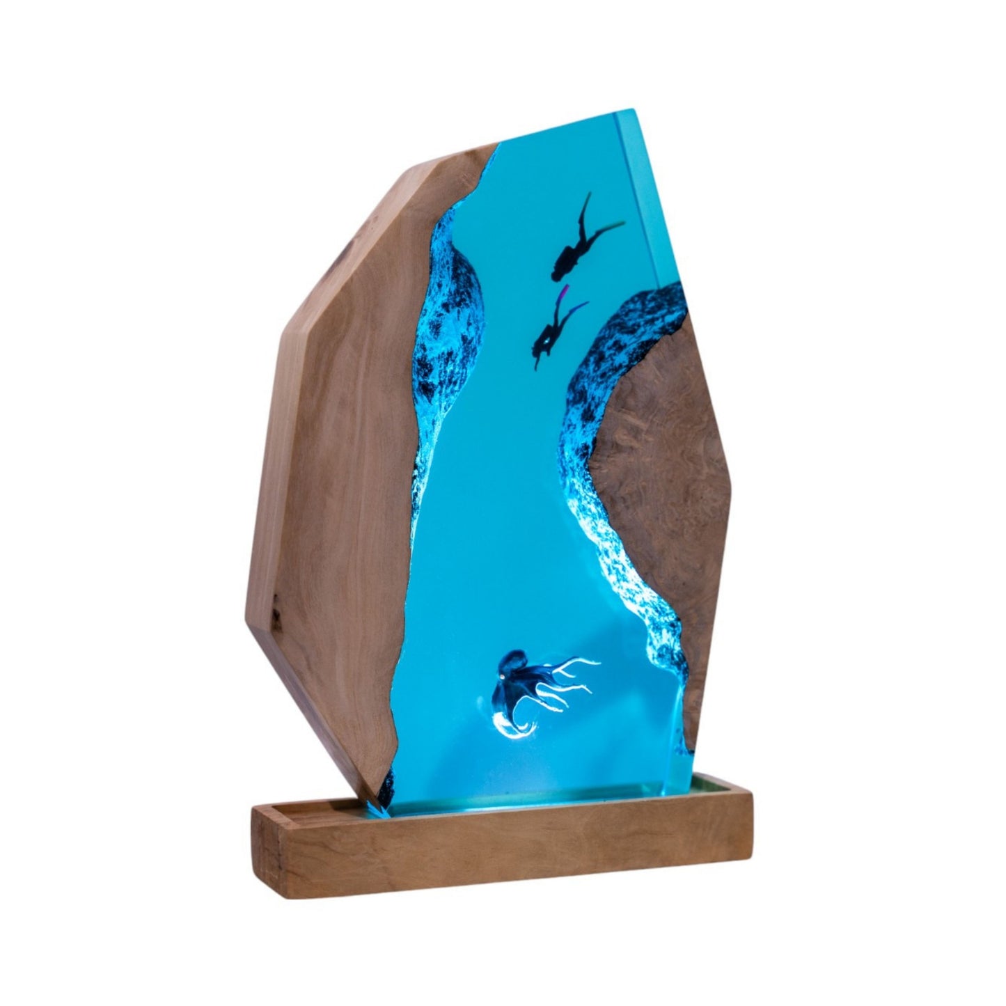 Octopus and Scuba Diver Ocean Resin Night Light: Resin Lamp Streamer & Playroom Decor, Personalized Gift