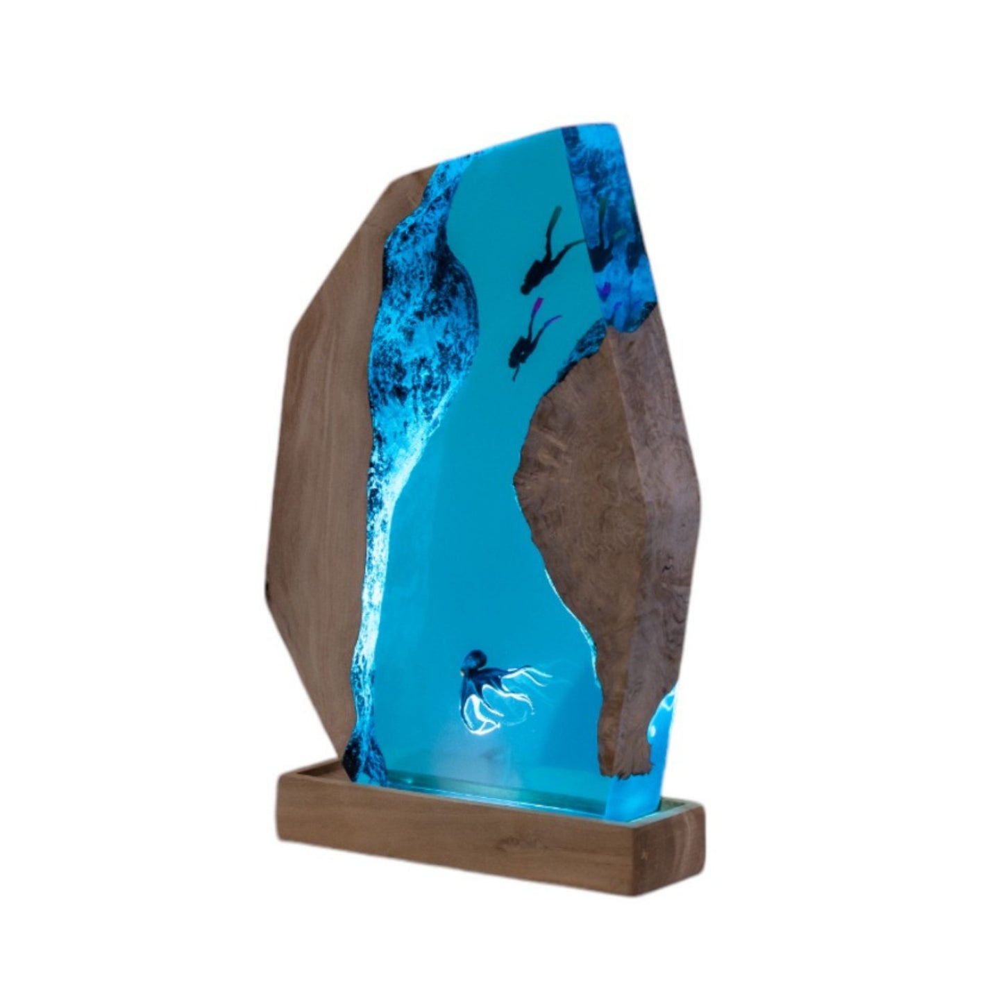Octopus and Scuba Diver Ocean Resin Night Light: Resin Lamp Streamer & Playroom Decor, Personalized Gift