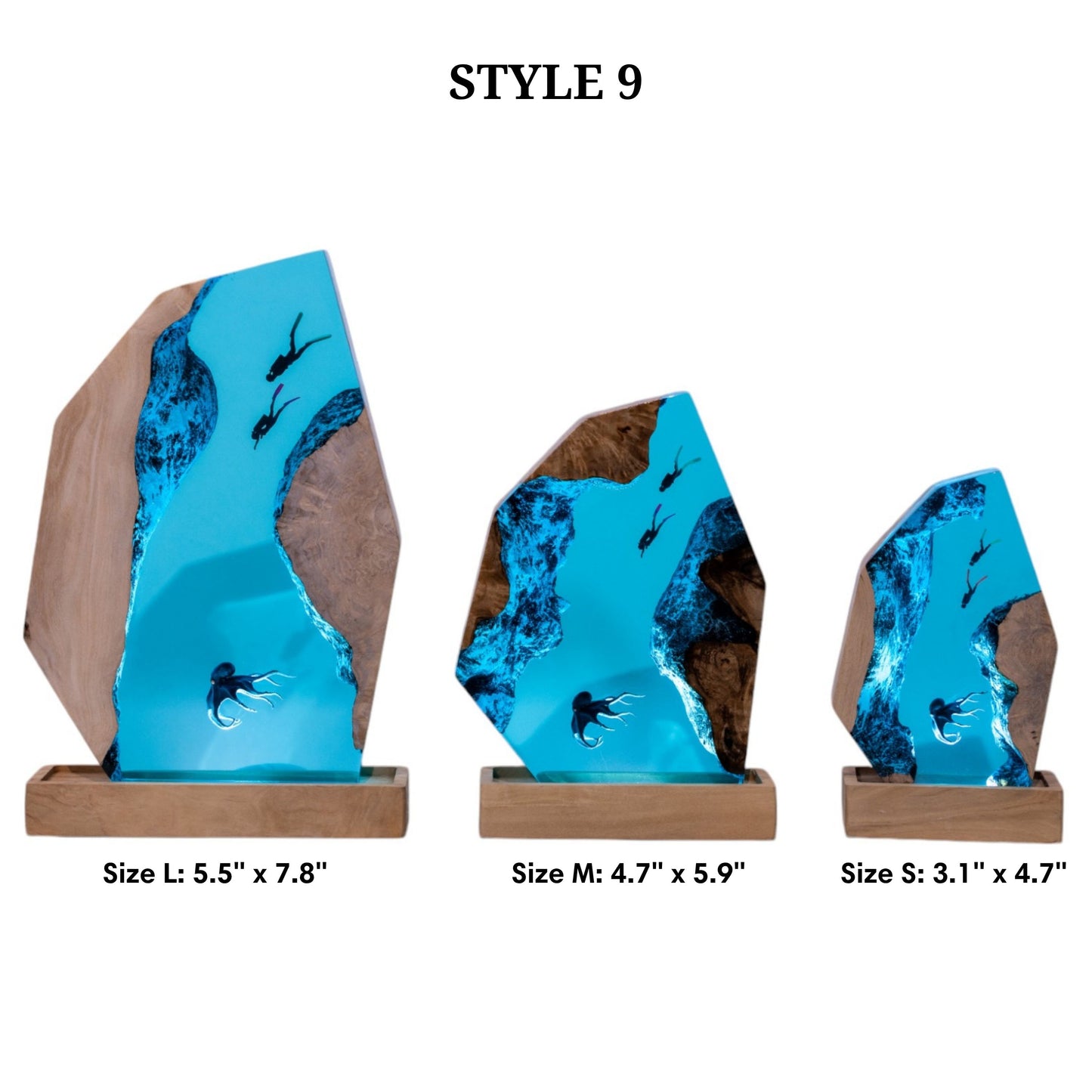 Octopus and Scuba Diver Ocean Resin Night Light: Resin Lamp Streamer & Playroom Decor, Personalized Gift