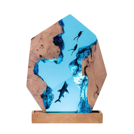 Shark Ocean Resin Night Light: Resin Lamp Streamer & Playroom Decor, Personalized Gift