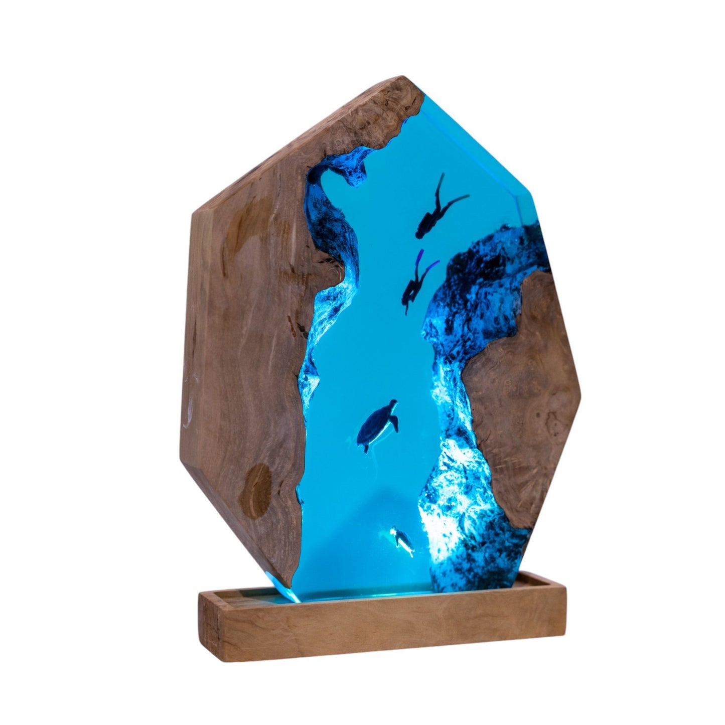 Turtle and Scuba Diver Ocean Resin Night Light: Resin Lamp Streamer & Playroom Decor, Personalized Gift