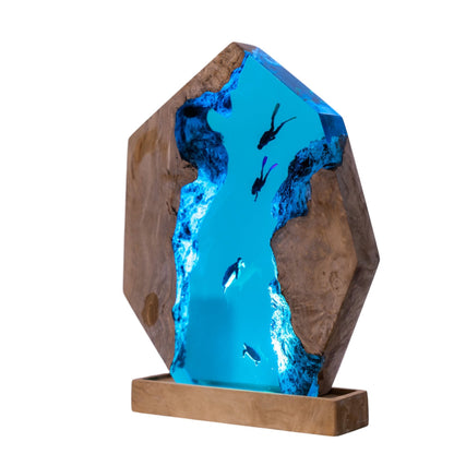 Turtle and Scuba Diver Ocean Resin Night Light: Resin Lamp Streamer & Playroom Decor, Personalized Gift