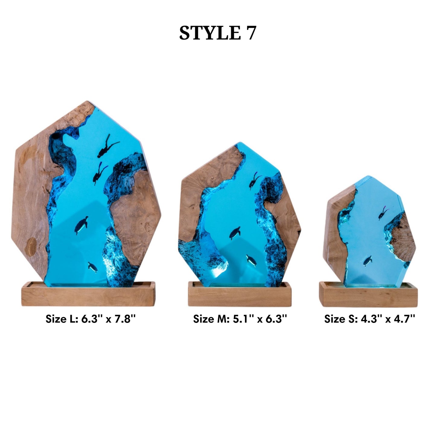 Turtle and Scuba Diver Ocean Resin Night Light: Resin Lamp Streamer & Playroom Decor, Personalized Gift