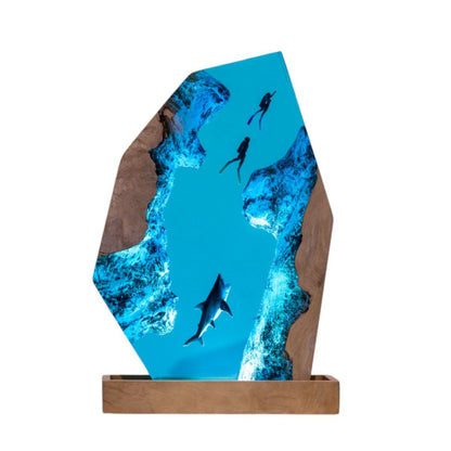 Shark Ocean Resin Night Light: Resin Lamp Streamer & Playroom Decor, Personalized Gift